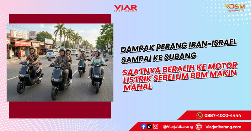 Motor listrik Viar di jalanan Subang